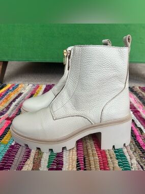 size 8 Antonio de Faria Lola Women's Zipper White Leather Booties Portugal new